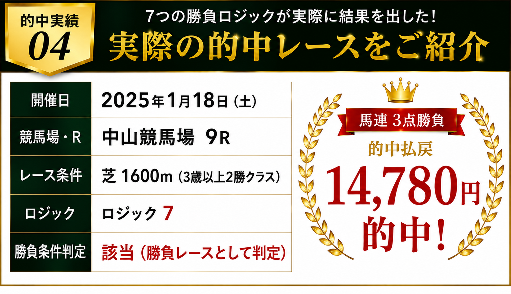 コンピ指数ゴールド馬券術プロフェッショナル版 的中実績04